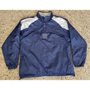 Navy and White Pullover Windbreaker Jacket with Notre Dame Logo
